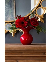 Vietri Hibiscus Glass Red Small Fluted Vase