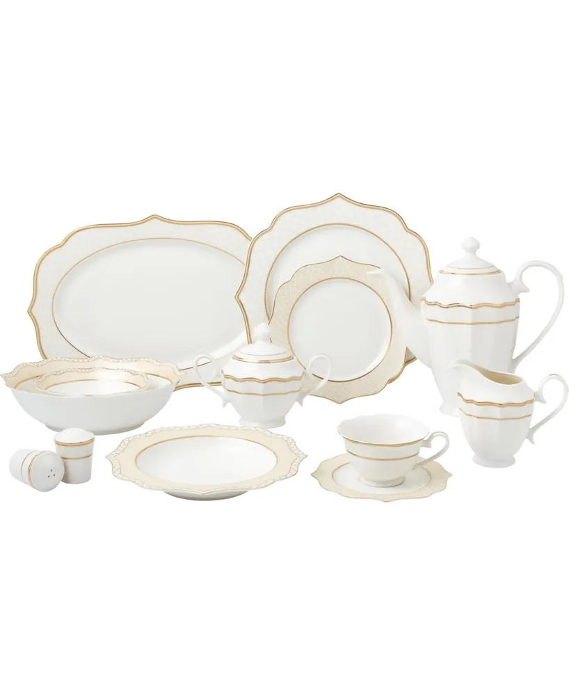 Lorren Home Trends 57 Piece Mix and Match Bone China Dinnerware Set, Service for 8