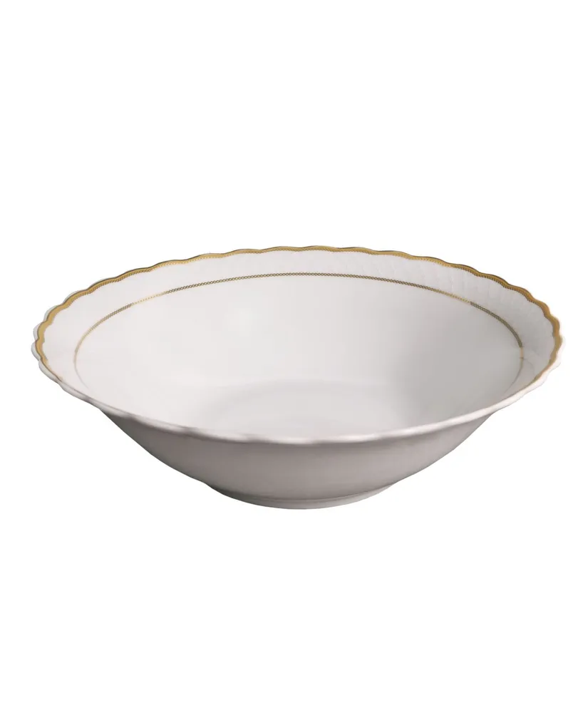 Lorren Home Trends Porcelain China 57 Piece Gloria Wavy Dinnerware Set, Service for 8 - Gold