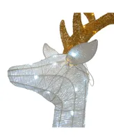 National Tree Company 75" Pre-lit Crystal White Standing Buck