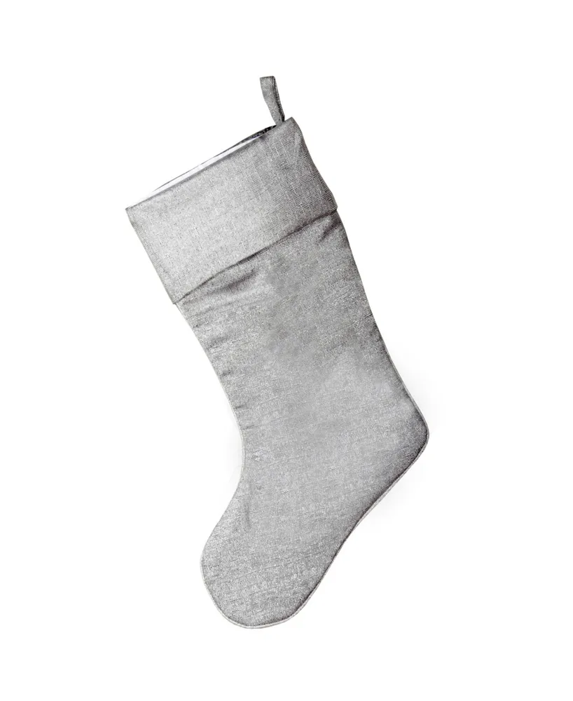National Tree Company 14" x 19" Silver Stocking with Xmas Design