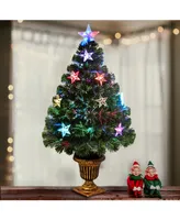 National Tree 36" Fiber Optic Evergreen Tree with Star Decorations