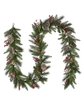 National Tree Company 9 ft. Bristle Berry Pine Garland with Battery Operated Led Lights