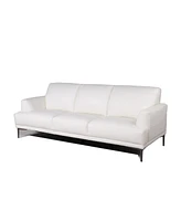 Michola Mid-Century Leather Sofa in White