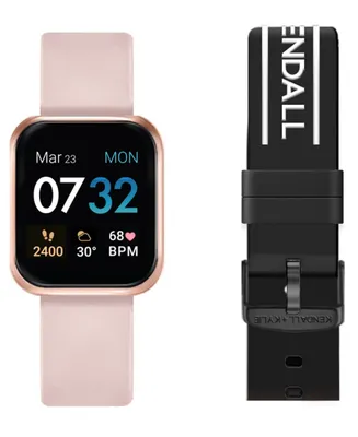 Women's Kendall + Kylie Blush and Black Logo Straps Smart Watch Set 36mm