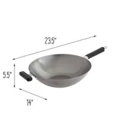 Joyce Chen Professional Series 14" Carbon Steel Wok with Phenolic Handles - Silver