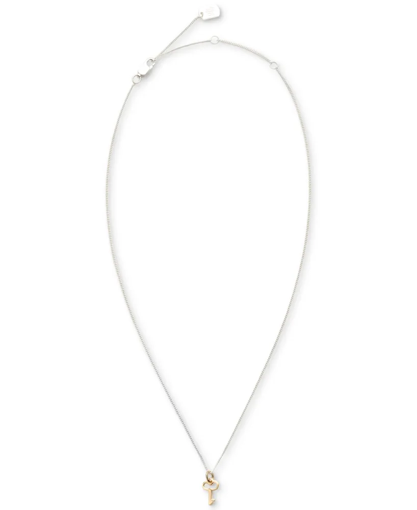 Lauren Ralph Lauren Key Pendant Necklace in Sterling Silver & 18k Gold-Plate, 14" + 3" extender