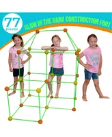 Funphix Fort Building Kit with Glow in The Dark Sticks, 77 Pieces