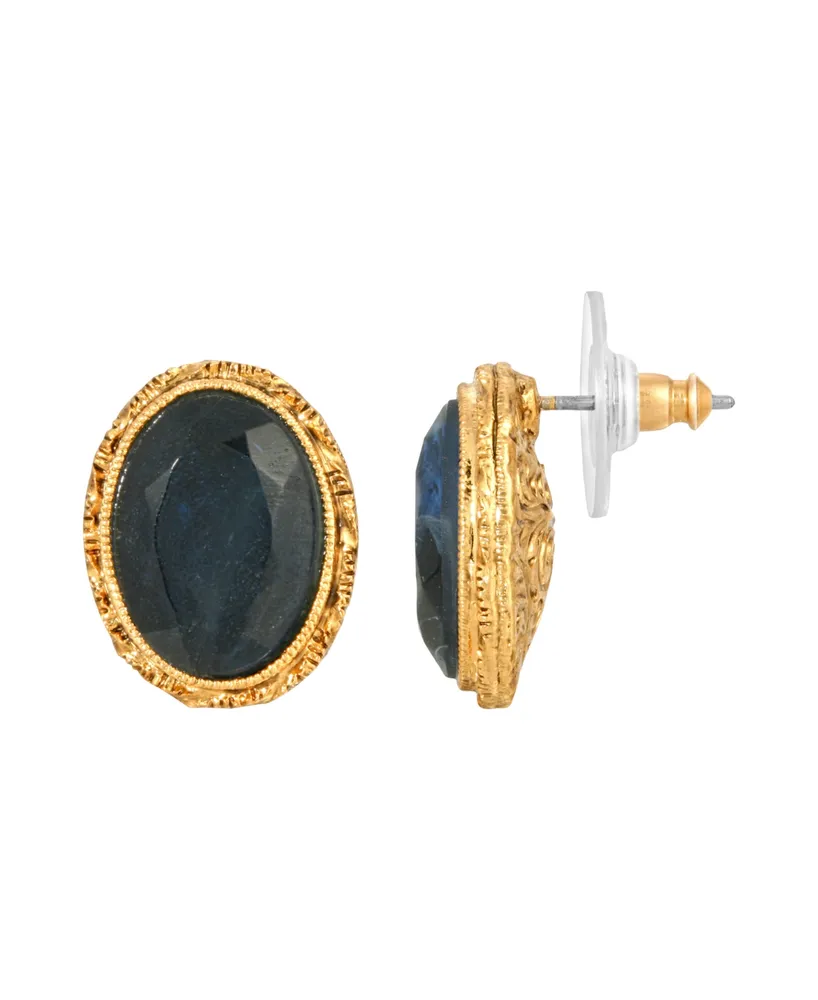 2028 Women's 14K Gold-tone Blue Oval Stud Earrings