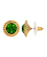 2028 Women's 14K Gold-tone Green Round Button Stud Earrings