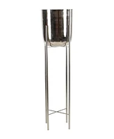Large Modern Metallic Planters with Stands, Set of 2