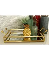 CosmoLiving by Cosmopolitan Gold Metal Glam Tray, 5 " x 22 " x 12 " - Gold