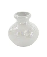 CosmoLiving by Cosmopolitan Set of 3 Cream Stoneware Glam Vase, 6" x 6"