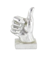 CosmoLiving by Cosmopolitan Set of 3 Silver Polystone Traditional Hand Sculpture, 7", 7", 6"