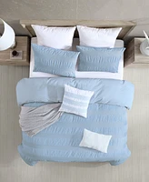 Swift Home Lush Moselle Cotton Ruched Waffle Weave Piece Duvet Cover Set