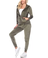 White Mark Women's Velour Tracksuit Loungewear 2pc Set