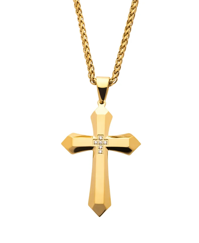 Men's Cross Pendant with Piece Cubic Zirconia Gemstone