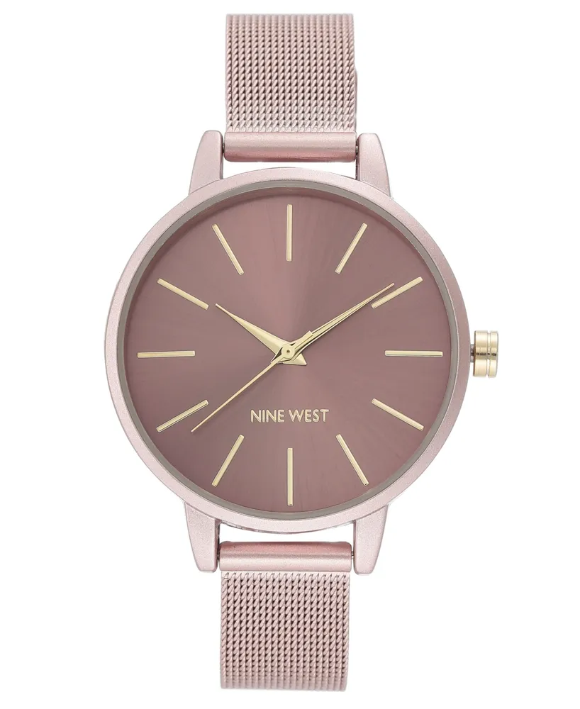 Nine West Women's Pink Mesh Bracelet Watch, 38mm