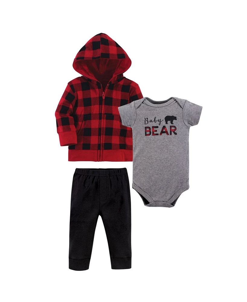 Little Treasure Baby Boys Treasure Baby Hoodie, Bodysuit or Tee Top, and Pant Set, Baby Bear