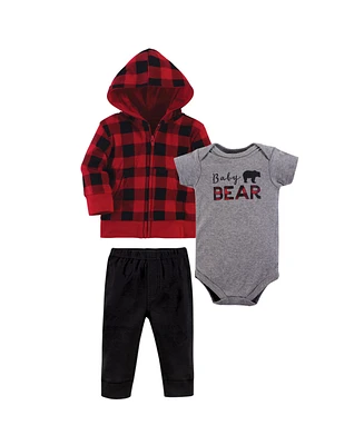 Little Treasure Baby Boys Treasure Baby Hoodie, Bodysuit or Tee Top, and Pant Set, Baby Bear