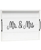 Elegant Designs Decorative Wood Serving Tray with Handles - Mr and Mrs