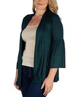 Plus Flared Open Front Cardigan Sweater