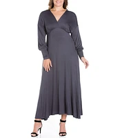 Women's Plus Bishop Sleeves Maxi Dress