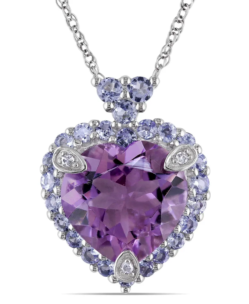Amethyst Tanzanite and Diamond Accent Heart Necklace