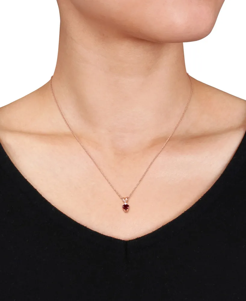 Garnet and Diamond Accent Heart Pendant with Chain