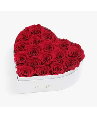 Infinity Roses Heart Box of 17 Red Real Roses Preserved to Last Over a Year