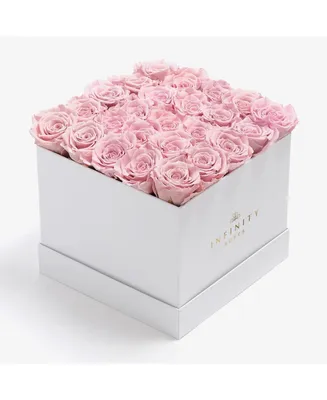 Infinity Roses Square Box of 25 Pink Real Roses Preserved to Last Over a Year