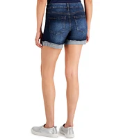 Celebrity Pink Juniors' Cuffed Raw Hem Mid Rise Denim Shorts