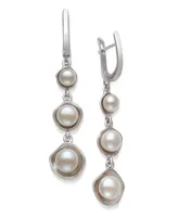 Graduated Cultured Freshwater Pearl 5-8mm Drop Earrings in Sterling Silver