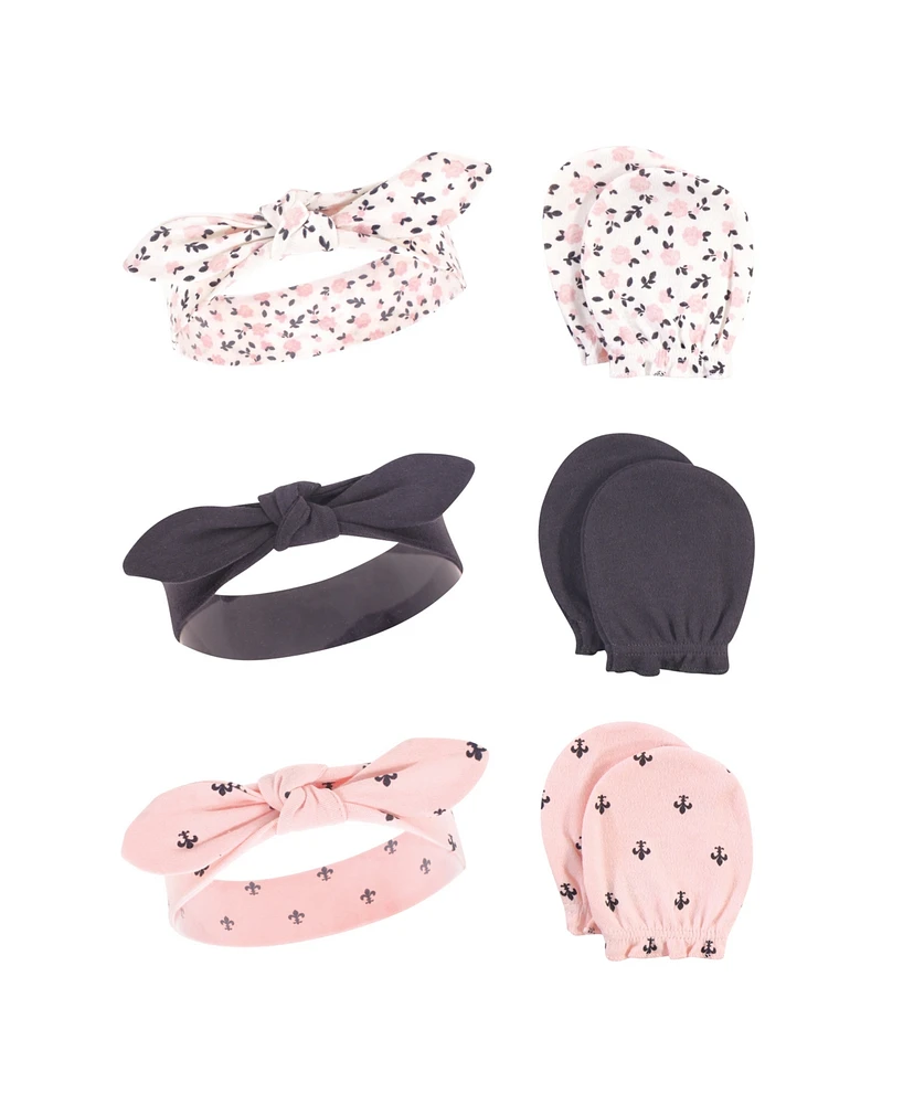 Hudson Baby Girls Cotton Headband and Scratch Mitten