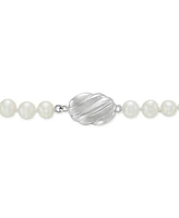 Arabella Cultured Freshwater Pearl (5-6mm) Cubic Zirconia 17" Statement Necklace in Sterling Silver