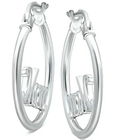 Giani Bernini Giani Bernini Infinity Accent Small Hoop Earrings in Sterling Silver, 0.75", Created for Macy's, Created for Macy's