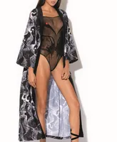 Tsuru Long Crane Print Robe Lingerie