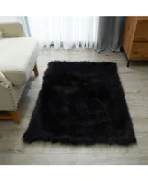 Enrica Sheepskin Faux Fur Shaggy Accent Rug, 46" x 30"