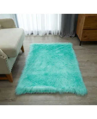 Enrica Sheepskin Faux Fur Shaggy Accent Rug, 46" x 30"