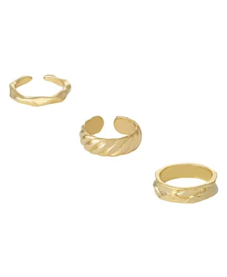 Gold Plated Thick Modern Ring Set