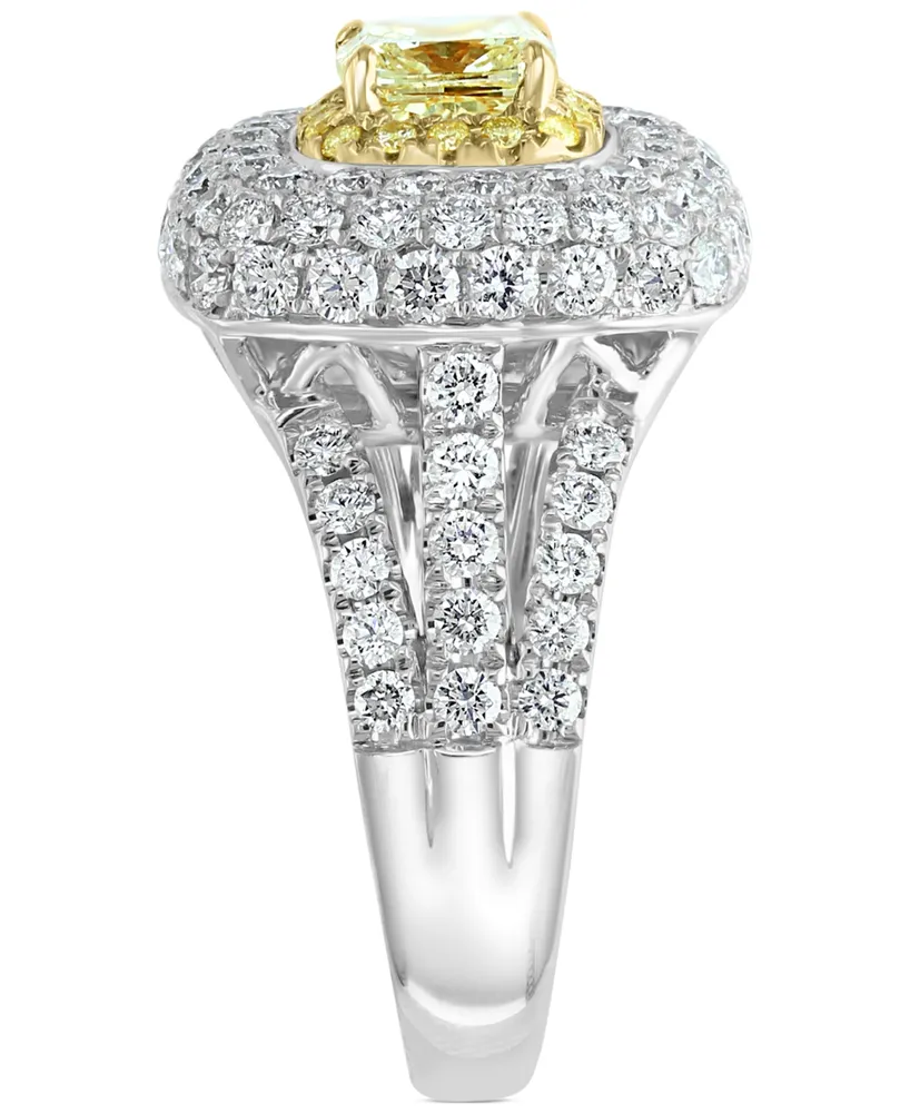 Effy Yellow & White Diamond Halo Ring (2-3/4 ct. t.w.) in 18k Gold & White Gold