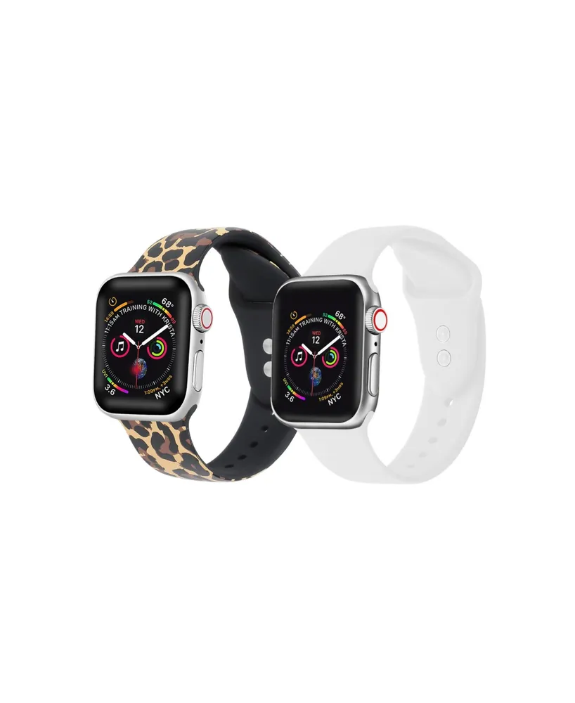 Unisex Leopard and White 2-Pack Replacement Band for Apple Watch, 42mm