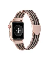 Unisex Rose Gold Tone Striped Stainless Steel Replacement Band for Apple Watch, 38mm