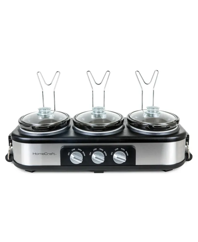 MegaChef Triple 2.5 Quart Slow Cooker and Buffet Server in Brushed