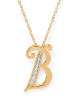 Diamond Accent Initial Pendant Necklace 18" Gold Plate or Rose