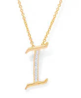 Diamond Accent Initial Pendant Necklace 18" Gold Plate or Rose