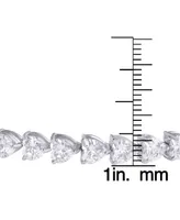 Cubic Zirconia Heart Link Bracelet in Silver Plate