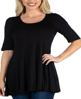 Women's Elbow Sleeve Swing Tunic Top