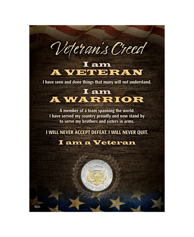 Veteran's Creed with Genuine Jfk Half Dollar Matted Coin