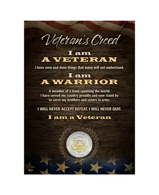 Veteran's Creed with Genuine Jfk Half Dollar Matted Coin